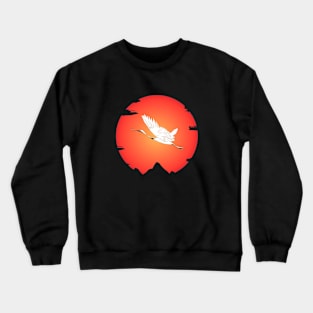 Japanese Crane Sunrise Crewneck Sweatshirt